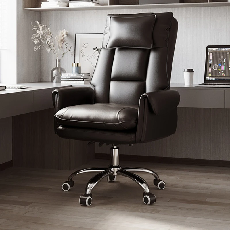 Modern Simplicity PVC Leather Aluminum Alloy Steel Cotton Sponge Square Reclinable Desk Chair Backrest Footrest Headrest For Home Office