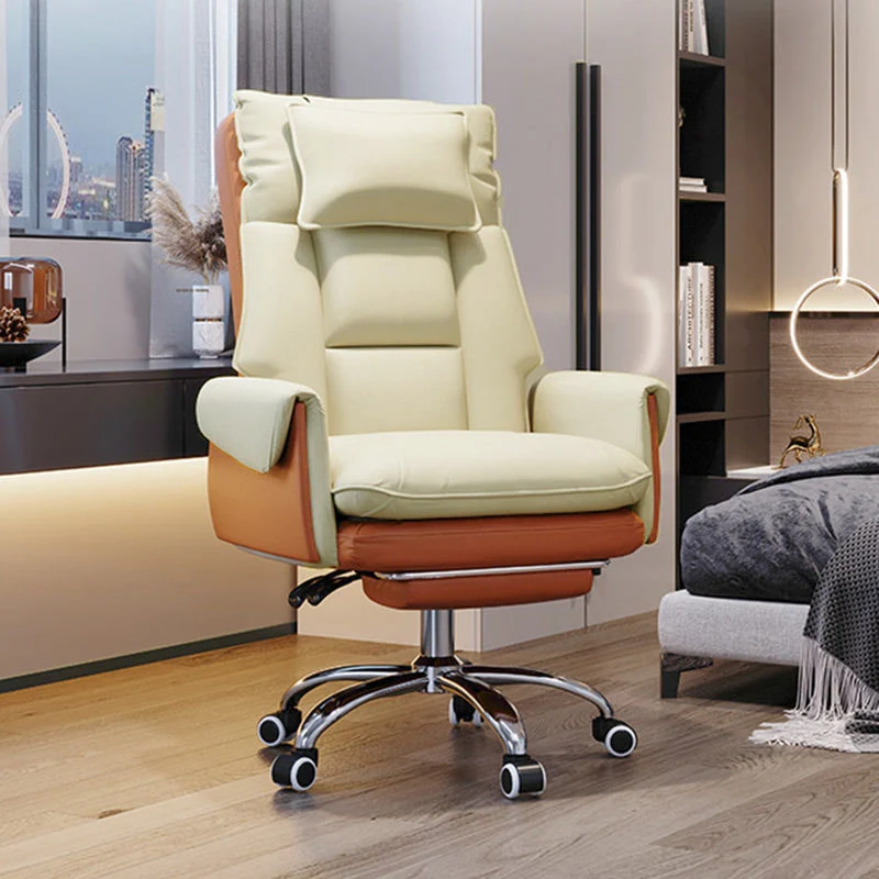 Modern Simplicity PVC Leather Aluminum Alloy Steel Cotton Sponge Square Reclinable Desk Chair Backrest Footrest Headrest For Home Office