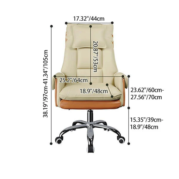 Modern Simplicity PVC Leather Aluminum Alloy Steel Cotton Sponge Square Reclinable Desk Chair Backrest Footrest Headrest For Home Office