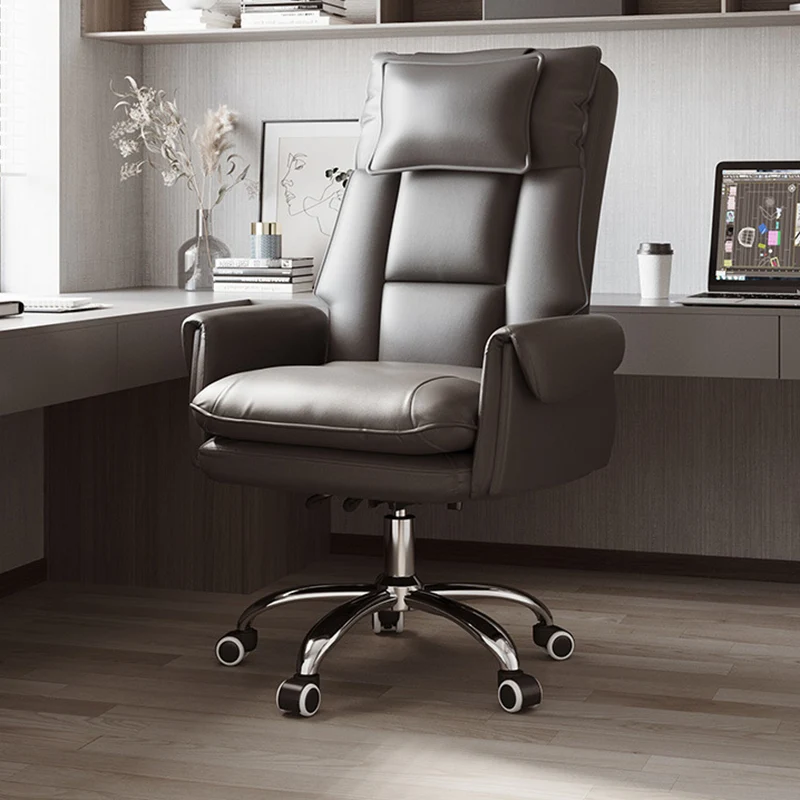 Modern Simplicity PVC Leather Aluminum Alloy Steel Cotton Sponge Square Reclinable Desk Chair Backrest Footrest Headrest For Home Office