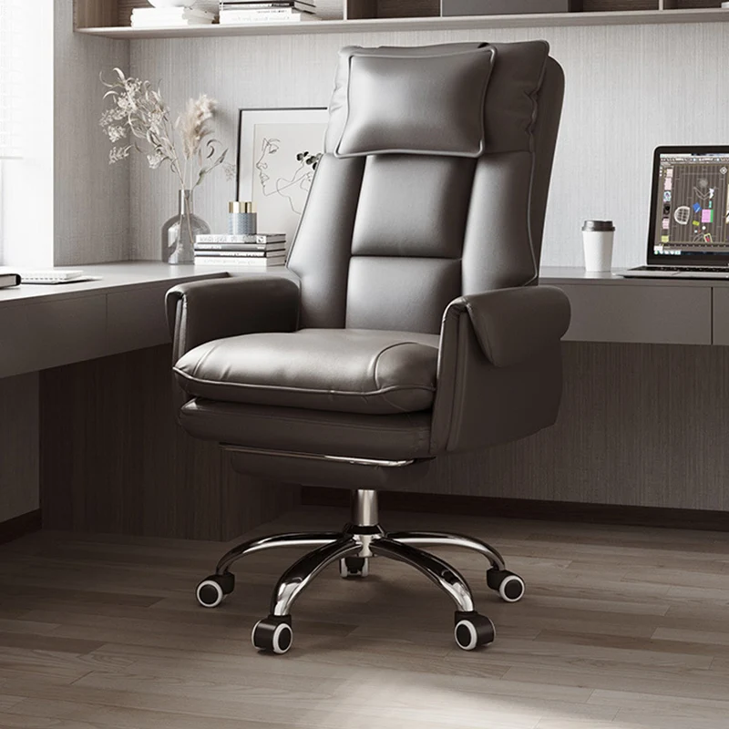 Modern Simplicity PVC Leather Aluminum Alloy Steel Cotton Sponge Square Reclinable Desk Chair Backrest Footrest Headrest For Home Office