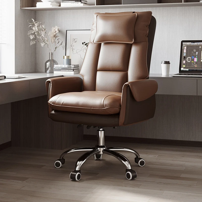 Modern Simplicity PVC Leather Aluminum Alloy Steel Cotton Sponge Square Reclinable Desk Chair Backrest Footrest Headrest For Home Office
