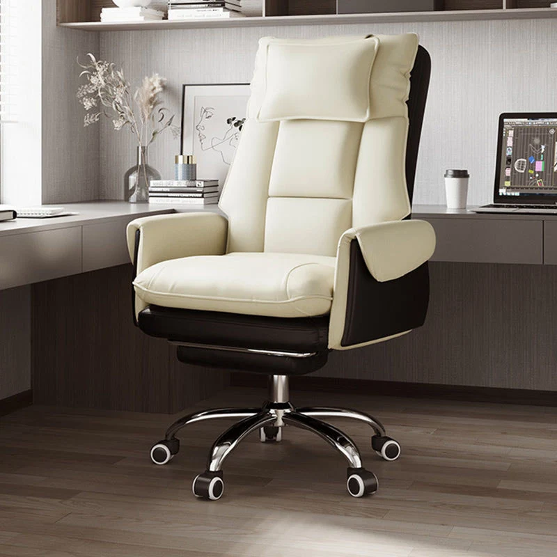 Modern Simplicity PVC Leather Aluminum Alloy Steel Cotton Sponge Square Reclinable Desk Chair Backrest Footrest Headrest For Home Office