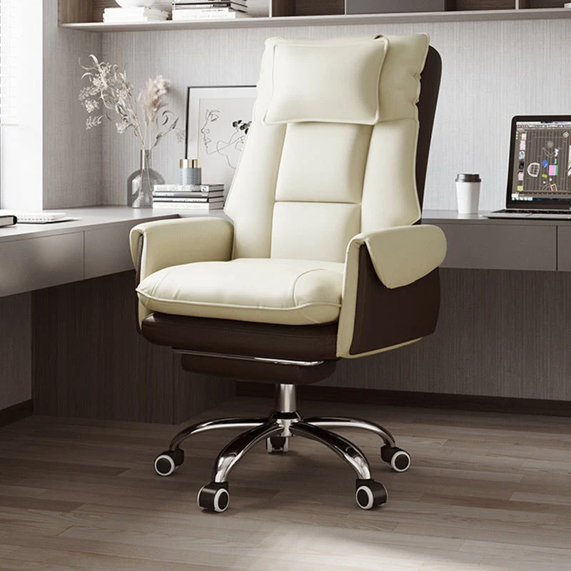 Modern Simplicity PVC Leather Aluminum Alloy Steel Cotton Sponge Square Reclinable Desk Chair Backrest Footrest Headrest For Home Office
