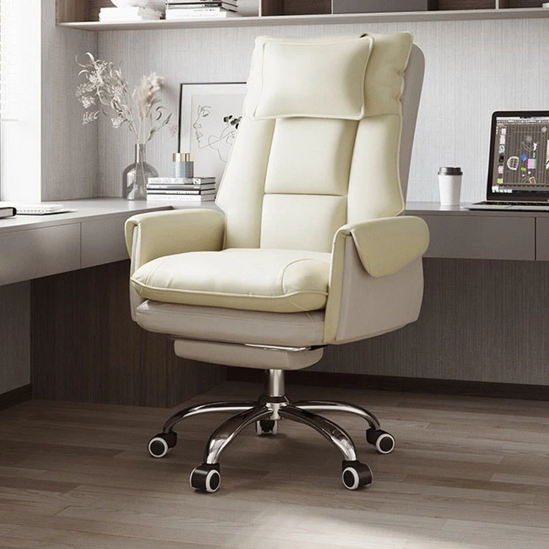Modern Simplicity PVC Leather Aluminum Alloy Steel Cotton Sponge Square Reclinable Desk Chair Backrest Footrest Headrest For Home Office