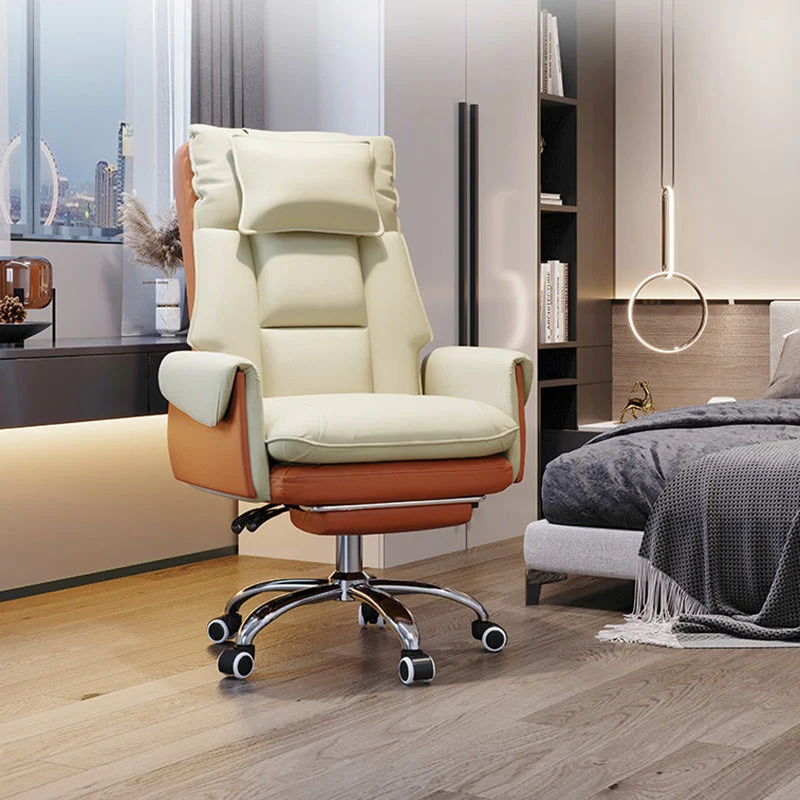 Modern Simplicity PVC Leather Aluminum Alloy Steel Cotton Sponge Square Reclinable Desk Chair Backrest Footrest Headrest For Home Office