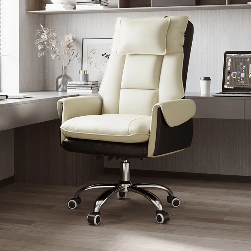 Modern Simplicity PVC Leather Aluminum Alloy Steel Cotton Sponge Square Reclinable Desk Chair Backrest Footrest Headrest For Home Office