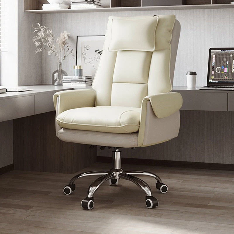 Modern Simplicity PVC Leather Aluminum Alloy Steel Cotton Sponge Square Reclinable Desk Chair Backrest Footrest Headrest For Home Office