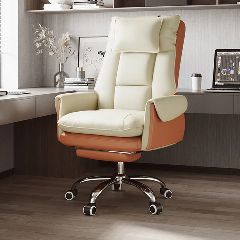 Modern Simplicity PVC Leather Aluminum Alloy Steel Cotton Sponge Square Reclinable Desk Chair Backrest Footrest Headrest For Home Office