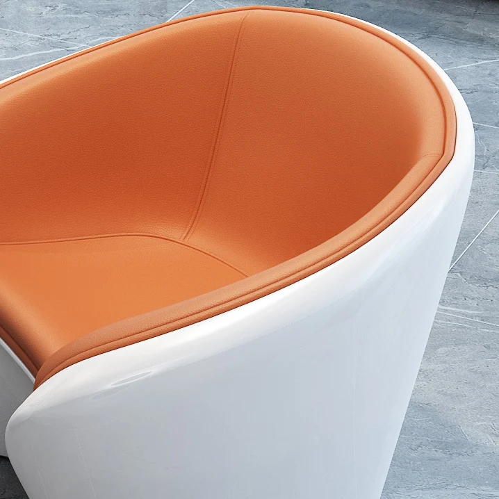 Contemporary Scandinavian Artificial Leather Fiberglass Oval Accent Chair & Table Set For Living Room
