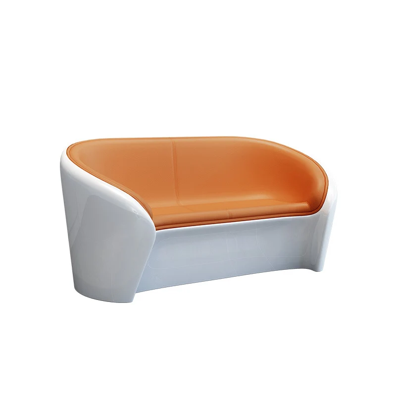 Contemporary Scandinavian Artificial Leather Fiberglass Oval Accent Chair & Table Set For Living Room