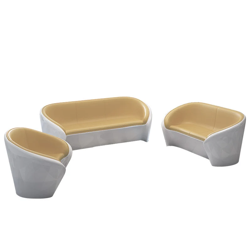 Contemporary Scandinavian Artificial Leather Fiberglass Oval Accent Chair & Table Set For Living Room
