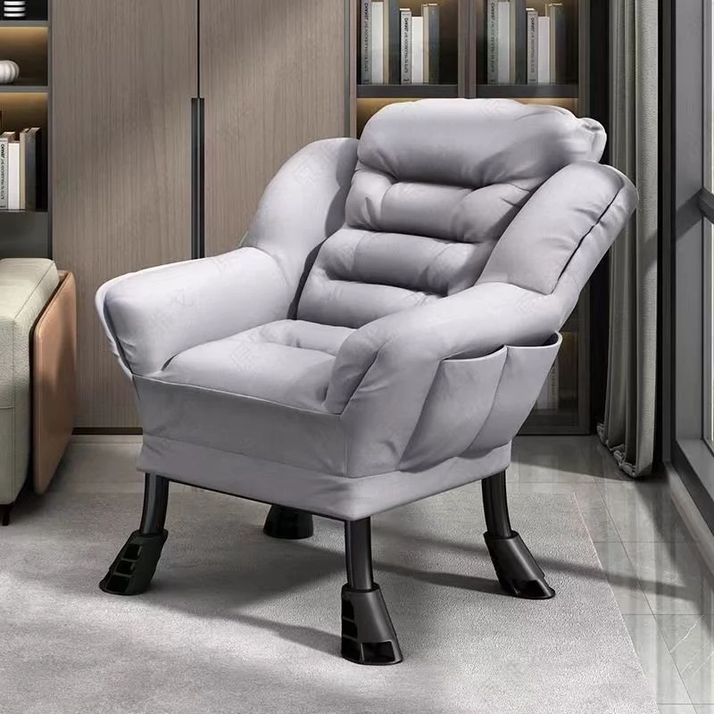 Contemporary Scandinavian Cotton Linen Suede Steel Cotton Petal Square Accent Chair Backrest Detachable Storage Bag For Bedroom