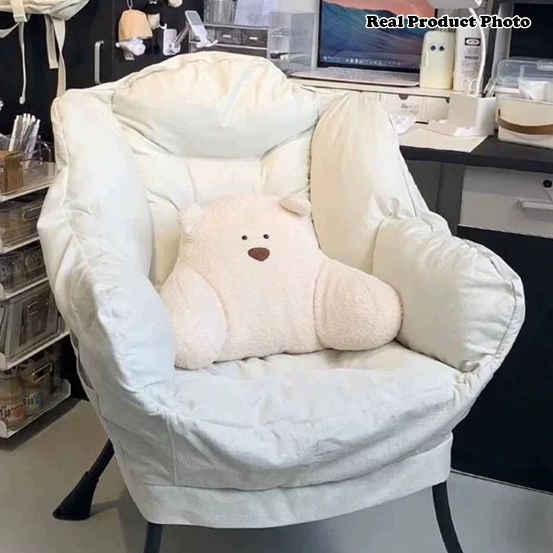 Contemporary Scandinavian Cotton Linen Suede Steel Cotton Petal Square Accent Chair Backrest Detachable Storage Bag For Bedroom