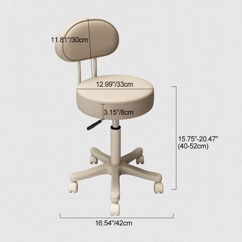 Contemporary Nordic Round Cushion Faux Leather PP Metal Vanity Stool Backrest Armless For Bedroom