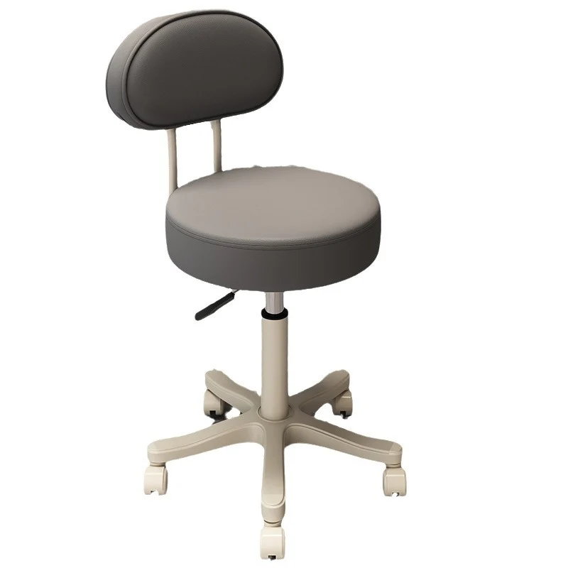 Contemporary Nordic Round Cushion Faux Leather PP Metal Vanity Stool Backrest Armless For Bedroom