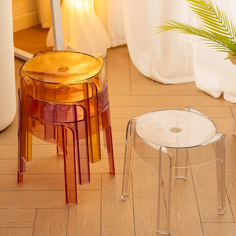Contemporary Nordic Round Full Acrylic Footstool Backless Armless For Living Room