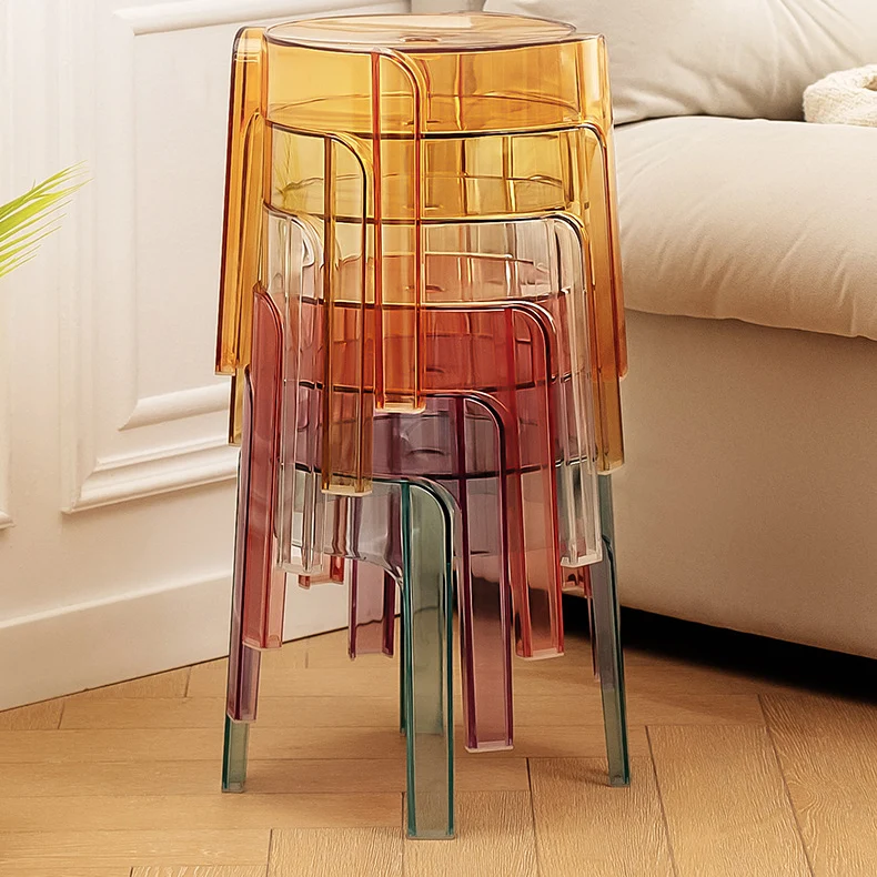 Contemporary Nordic Round Full Acrylic Footstool Backless Armless For Living Room