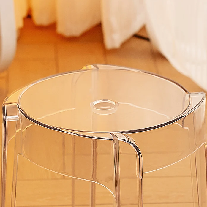 Contemporary Nordic Round Full Acrylic Footstool Backless Armless For Living Room