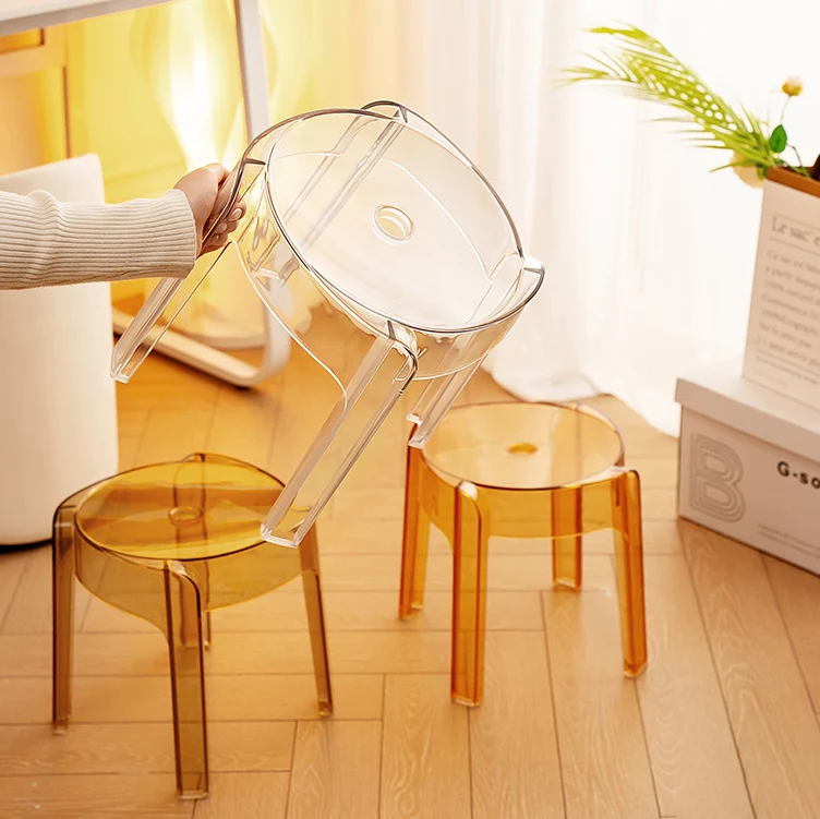 Contemporary Nordic Round Full Acrylic Footstool Backless Armless For Living Room