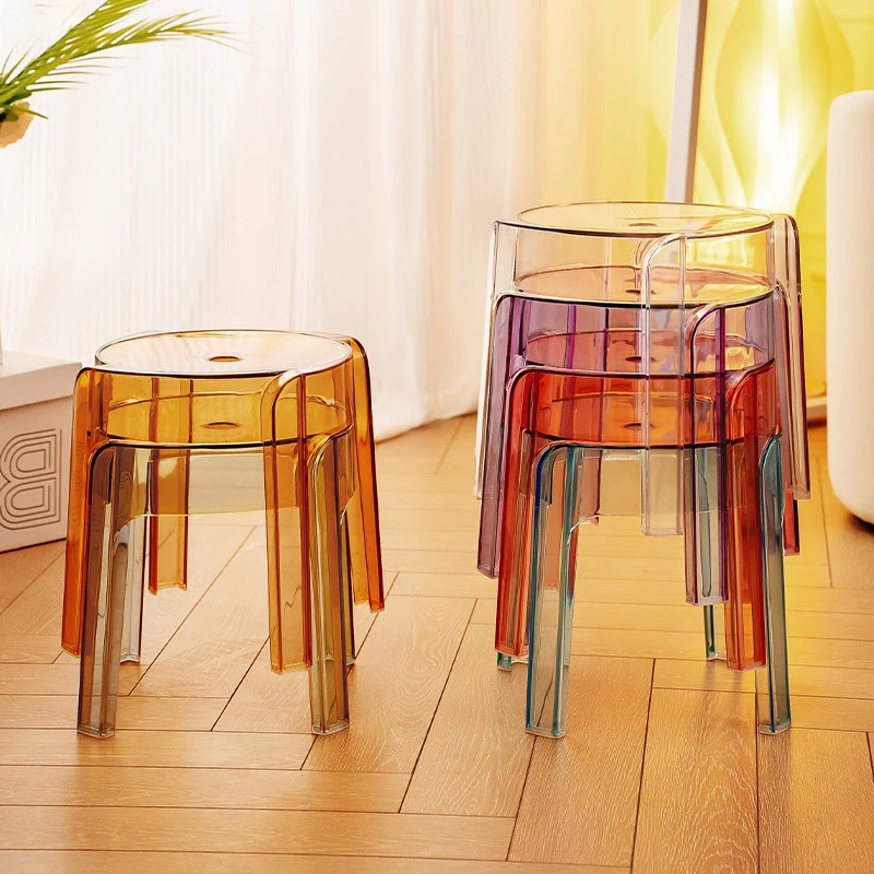 Contemporary Nordic Round Full Acrylic Footstool Backless Armless For Living Room