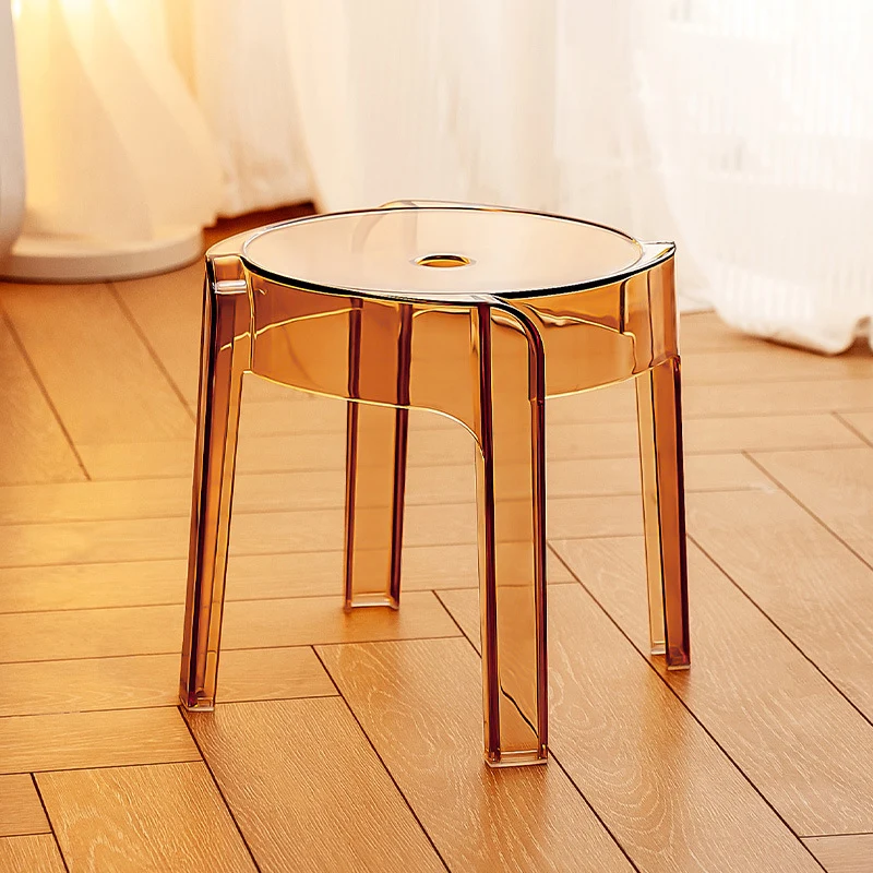 Contemporary Nordic Round Full Acrylic Footstool Backless Armless For Living Room