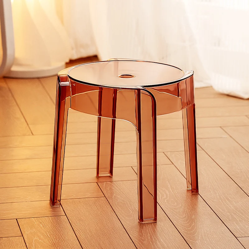 Contemporary Nordic Round Full Acrylic Footstool Backless Armless For Living Room