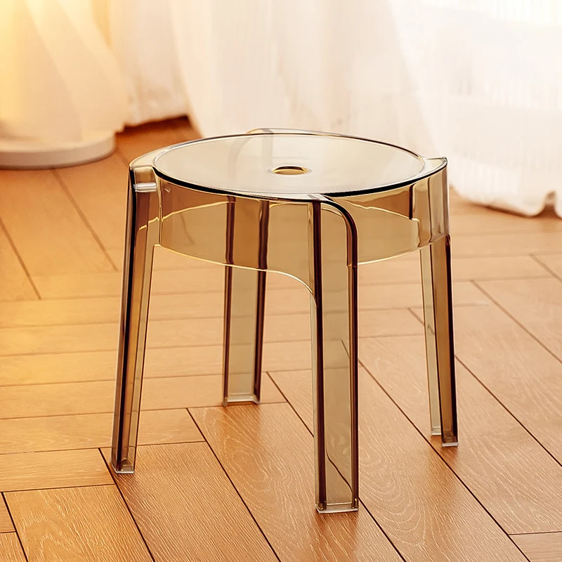 Contemporary Nordic Round Full Acrylic Footstool Backless Armless For Living Room