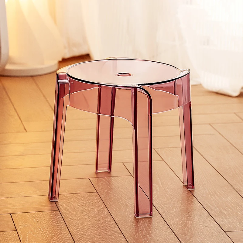 Contemporary Nordic Round Full Acrylic Footstool Backless Armless For Living Room