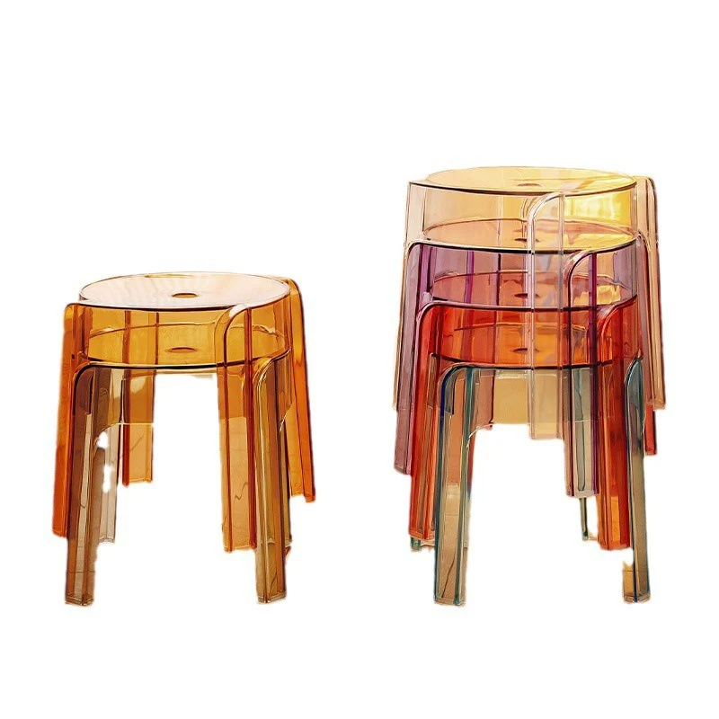 Contemporary Nordic Round Full Acrylic Footstool Backless Armless For Living Room