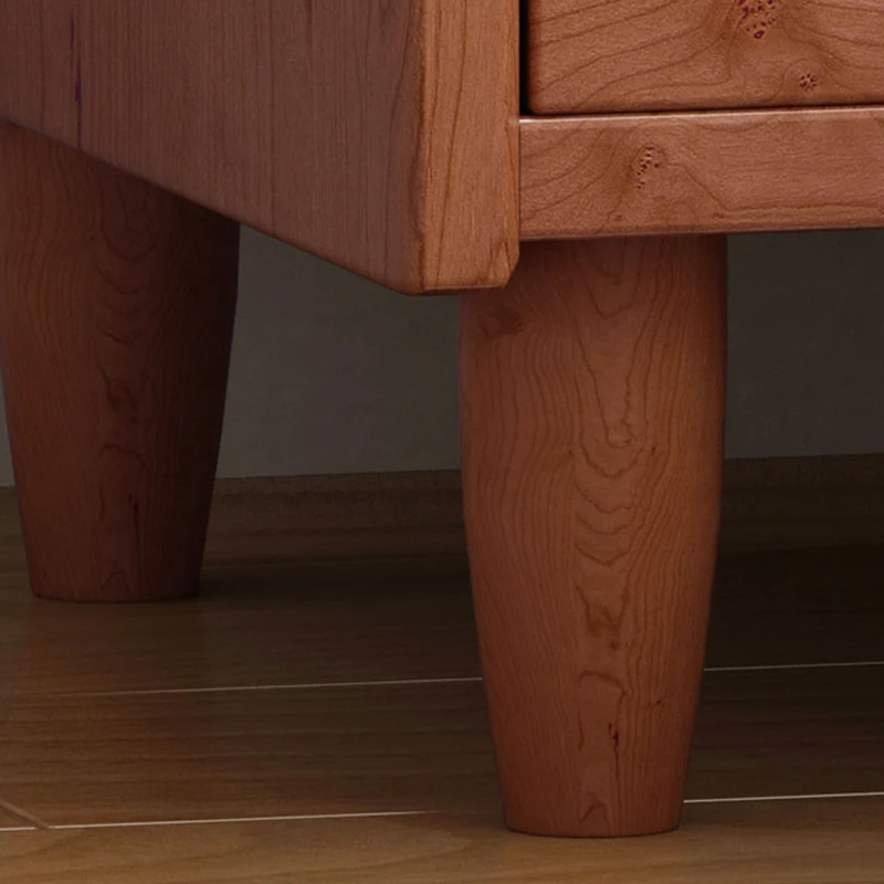 Traditional Vintage Trapezoidal Rubberwood Rattan Pine Plywood Nightstand 1-Storage 1-Drawer For Bedroom