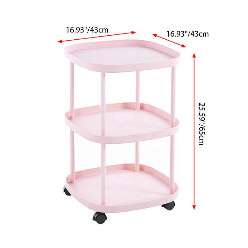Modern Minimalist Moveable Square Round Corner PP Plastic Carbon Steel End Table 2/3 Tier For Living Room