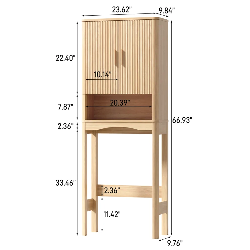 Vabches Farmhouse Over the Toilet Storage Cabinet with 2 Fluted Doors