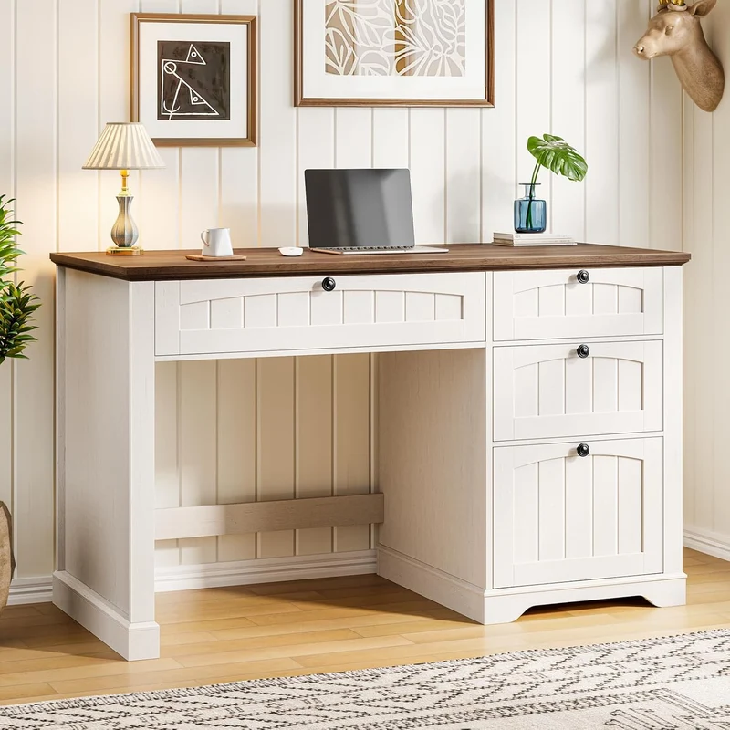 Multifunctional Wood Computer Desk with Storage for Home Office