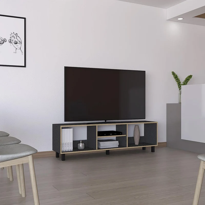 Mueble Multiusos Túnez, Wengue y Café Claro para Televisor hasta 70 Pulgadas