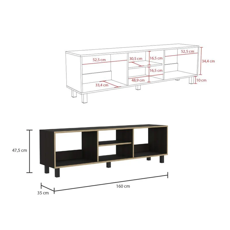 Mueble Multiusos Túnez, Wengue y Café Claro para Televisor hasta 70 Pulgadas