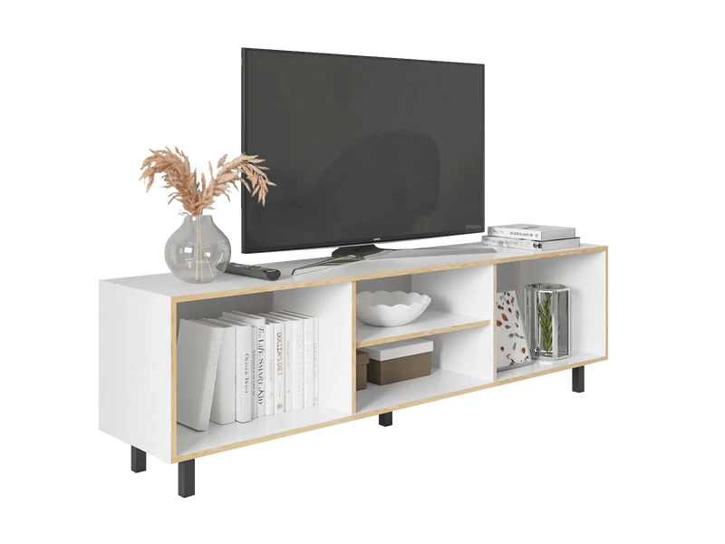 Mueble Multiusos Túnez, Blanco y Café Claro para Televisor hasta 70 Pulgadas