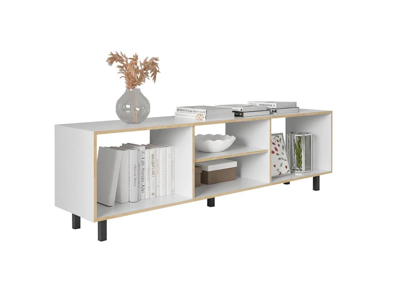 Mueble Multiusos Túnez, Blanco y Café Claro para Televisor hasta 70 Pulgadas