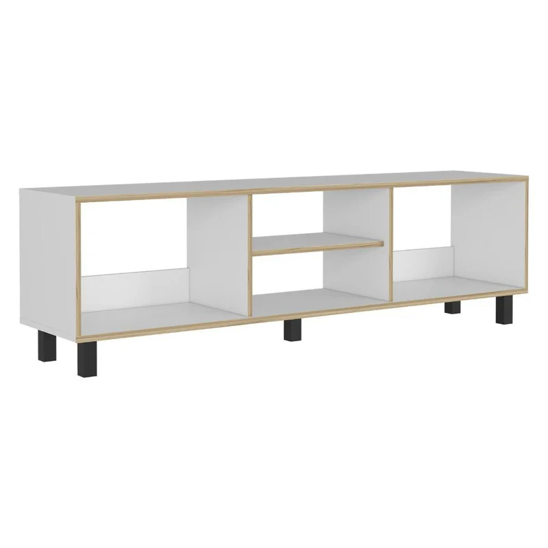 Mueble Multiusos Túnez, Blanco y Café Claro para Televisor hasta 70 Pulgadas