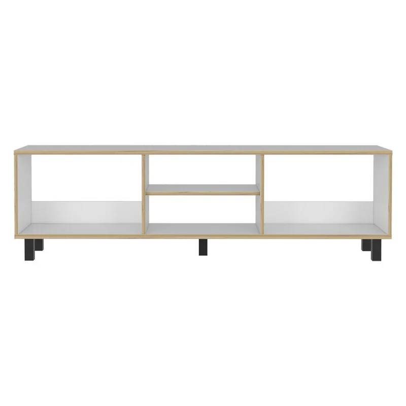 Mueble Multiusos Túnez, Blanco y Café Claro para Televisor hasta 70 Pulgadas