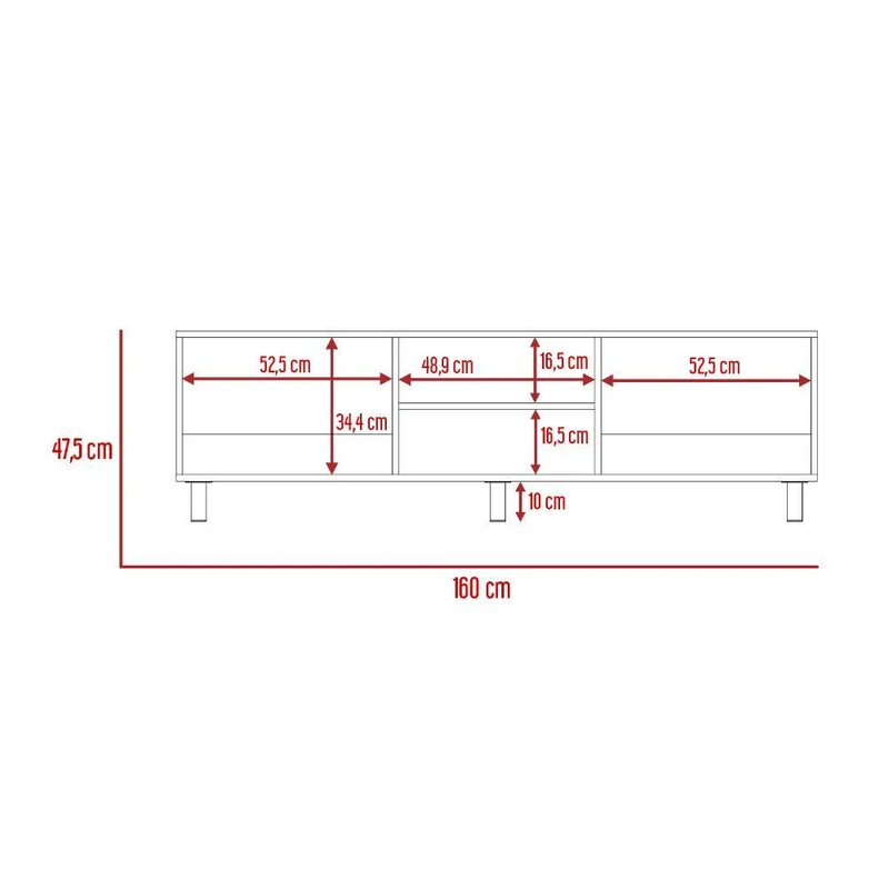 Mueble Multiusos Túnez, Blanco y Café Claro para Televisor hasta 70 Pulgadas