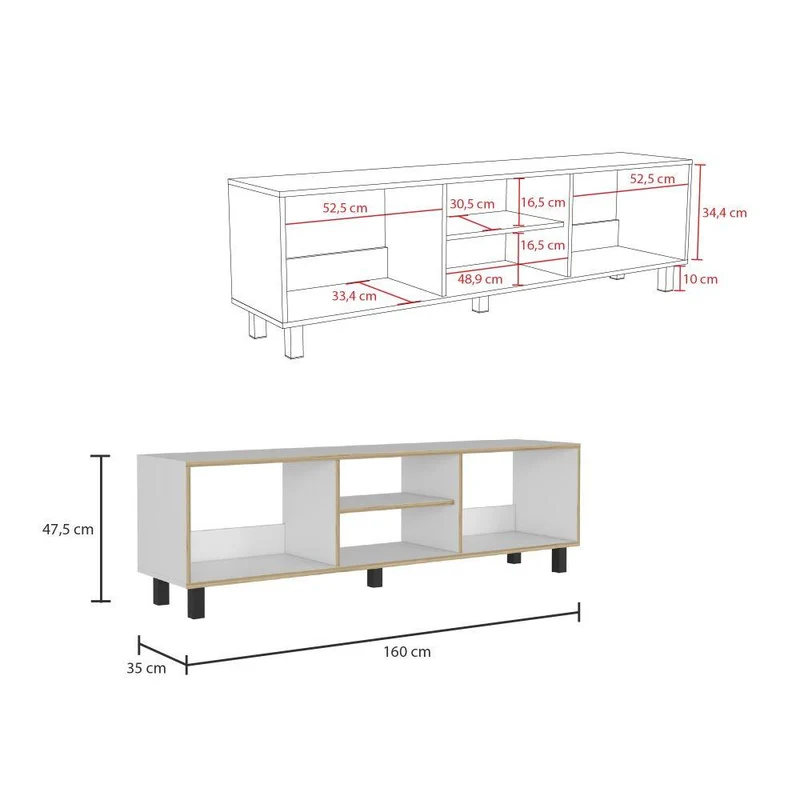 Mueble Multiusos Túnez, Blanco y Café Claro para Televisor hasta 70 Pulgadas