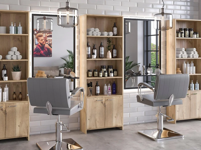 Mueble Multiusos Milán, Café Claro, con Dos Puertas Abatibles y Cuatro Entrepaños
