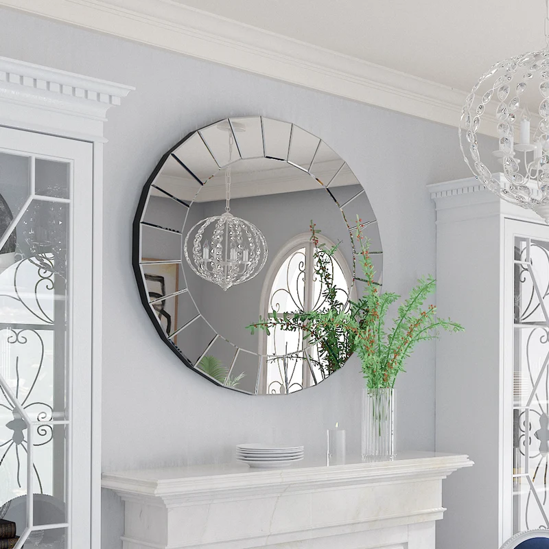 Wall Decor Art Accent Mirror Round Venetian Ornate Mirror for Hallway, Living Room