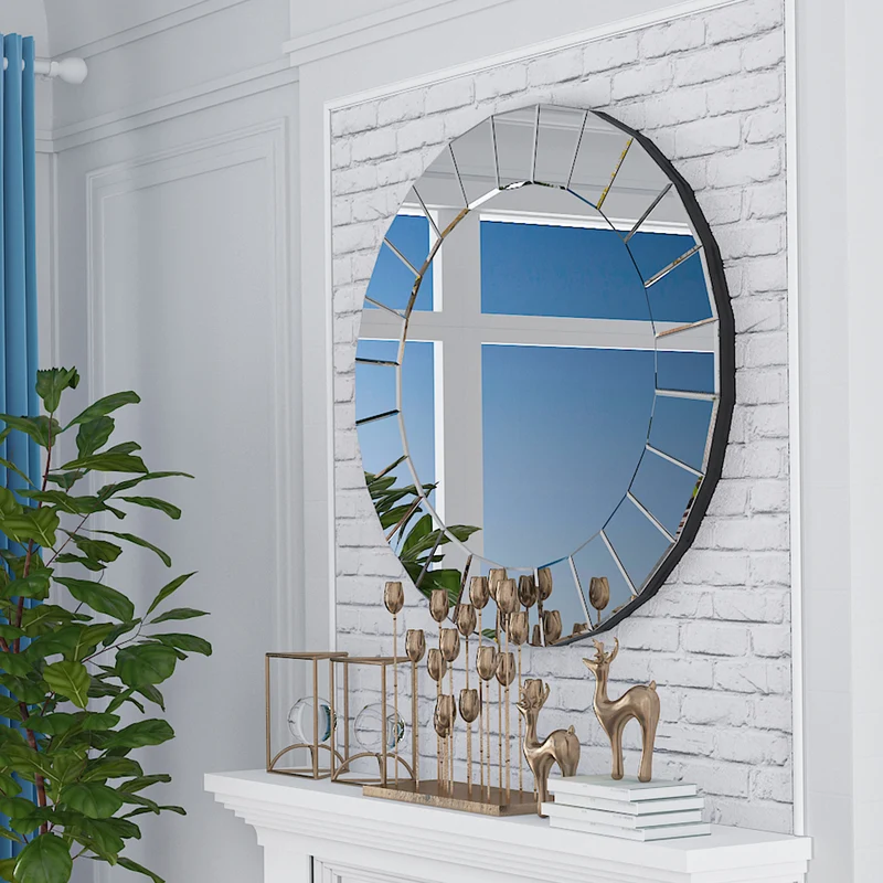 Wall Decor Art Accent Mirror Round Venetian Ornate Mirror for Hallway, Living Room