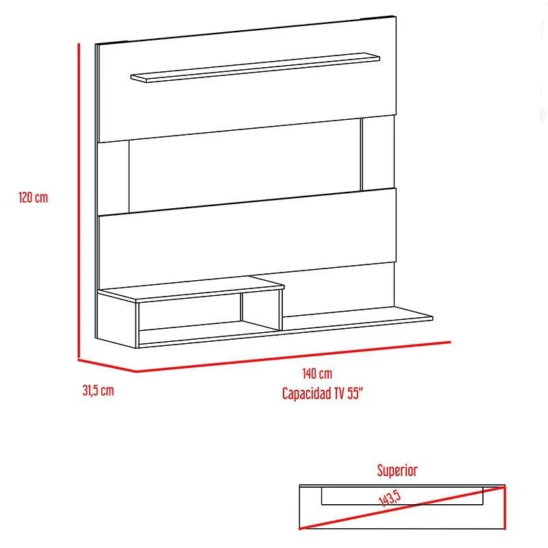Mueble Multiusos Beijing, Cartagena y Blanco, con Espacio para Televisor de hasta 55 Pulgadas