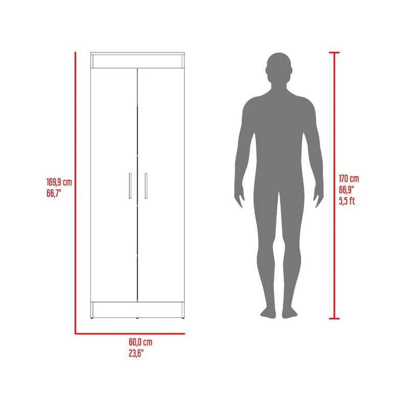 Mueble Multiusos Barlovento, Fresno y Blanco, Cuenta con Cinco Entrepaños y Dos Puertas Batientes
