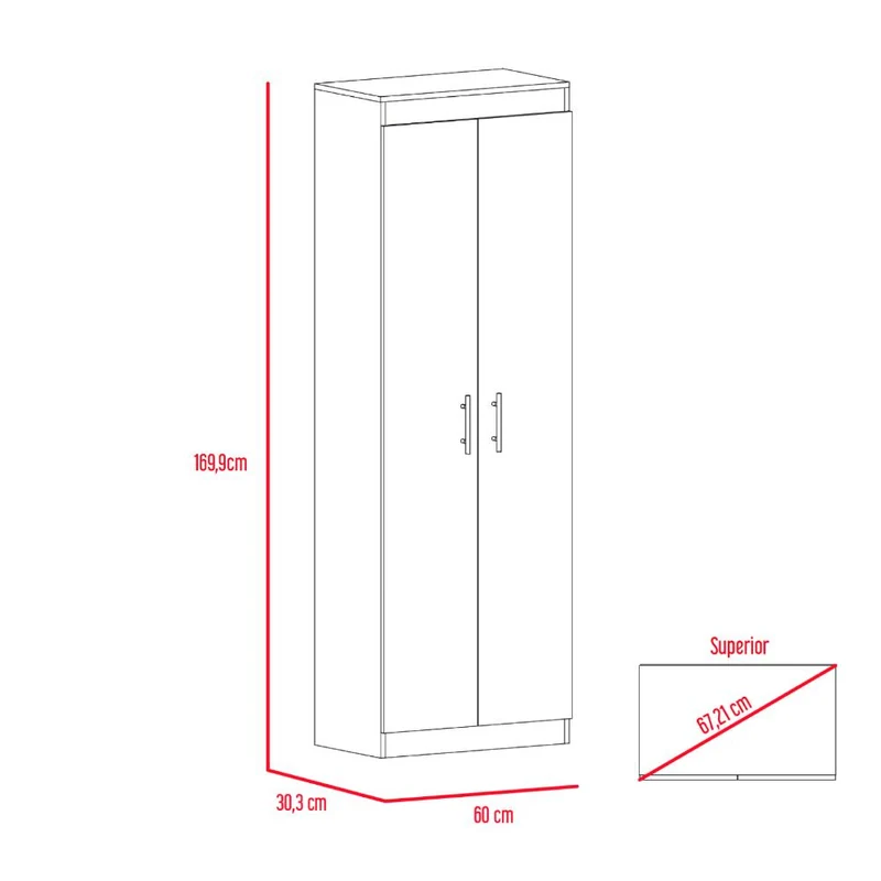 Mueble Multiusos Barlovento, Fresno y Blanco, Cuenta con Cinco Entrepaños y Dos Puertas Batientes