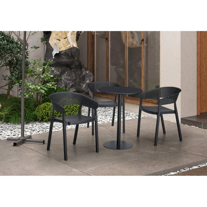 Silla Manaos, Negro, con Espaldar Minimalista y Diseño Moderno