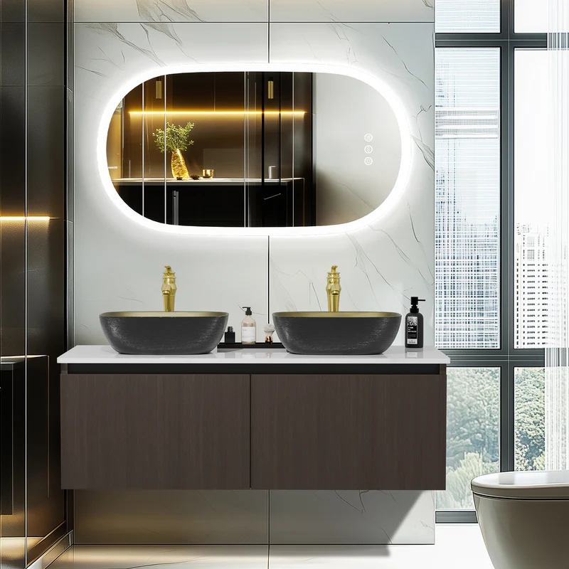 LUVODI Floating Bathroom Vanity Set: Vintage Wall Bathroom Vanity Sink with Doors ( Mirror not Included)